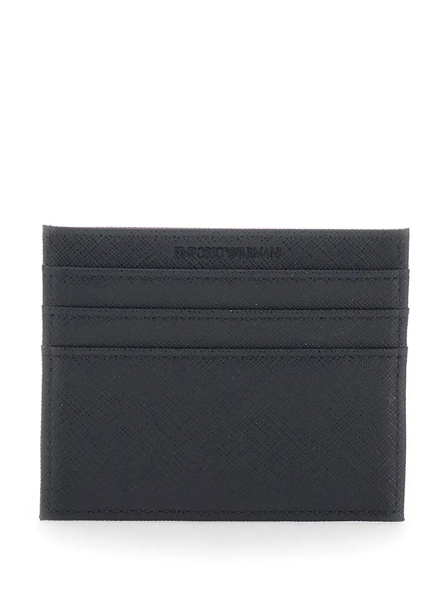 Portofele black Cardholder with metallic logo on the front in tech fabric for men - Img 2