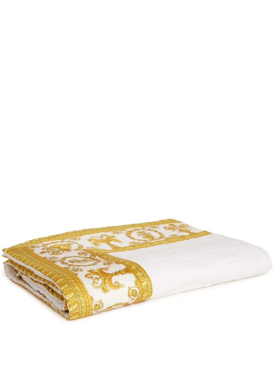 Prosoape Towel with Baroque Print Profiles in White Cotton Unisex - Img 8