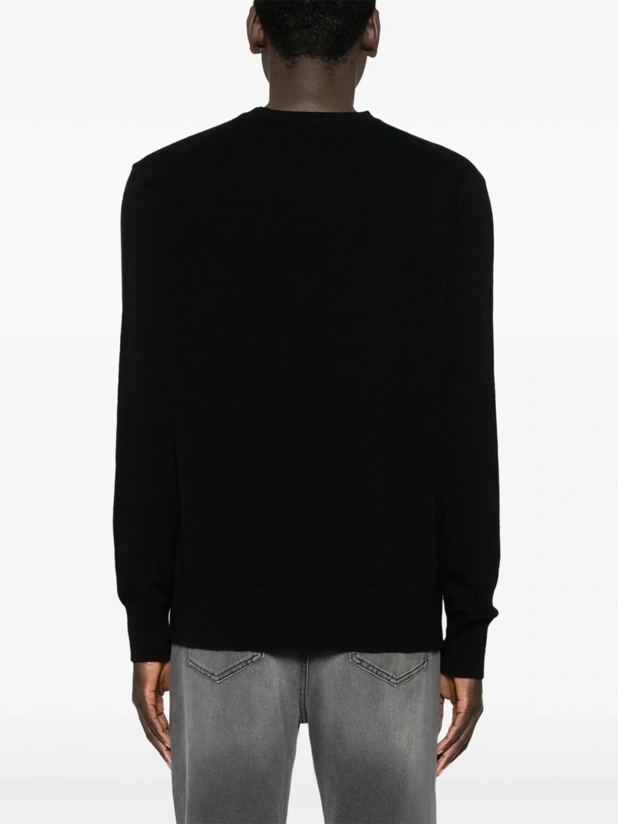 Pulover 'Alex' Black Crewneck Sweater with Orb Logo Detail on the Front in Wool and Cashmere Man - Img 6