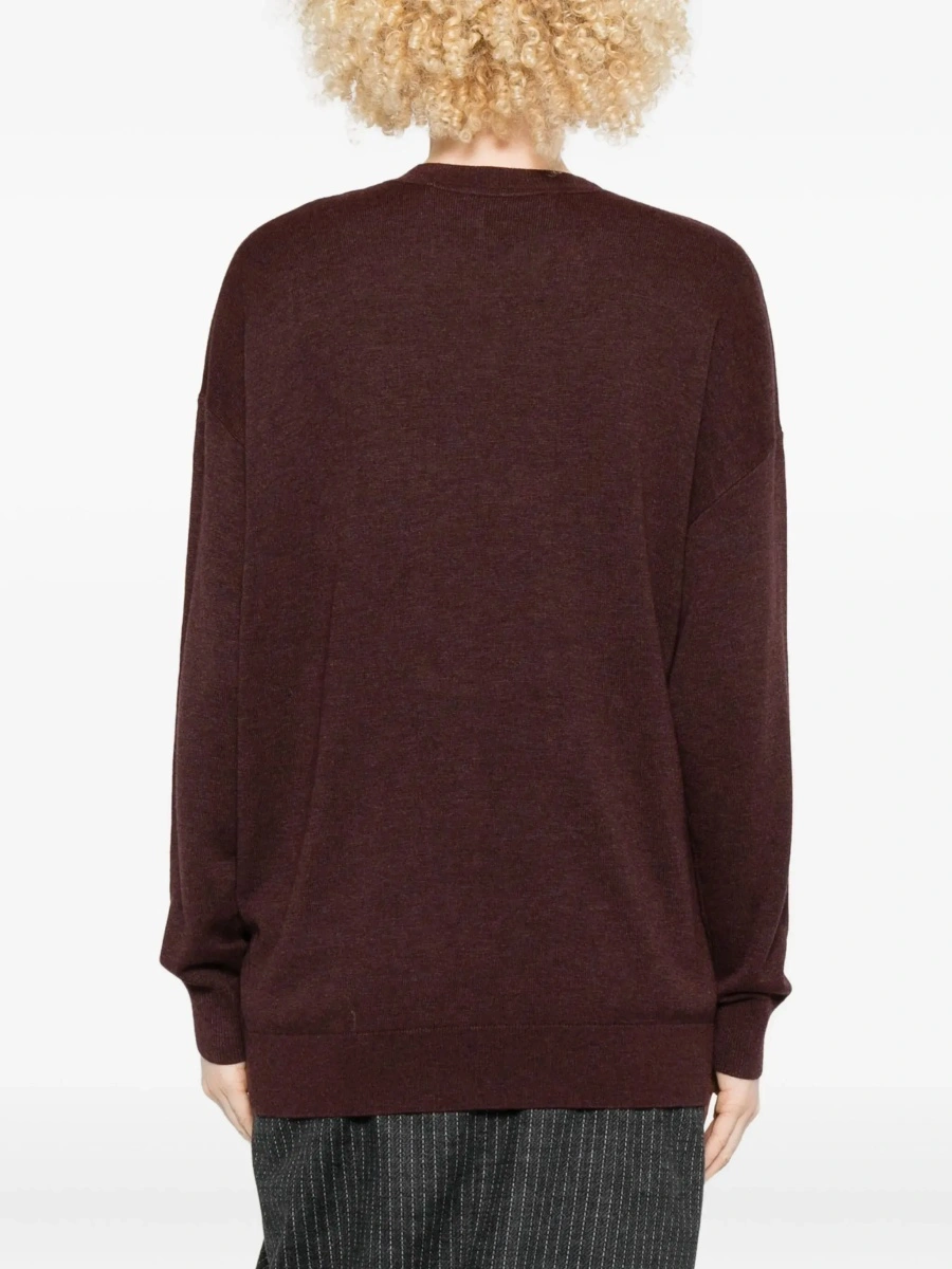 Pulover Bordeaux V-Neck Sweater with Ring Detail at the Waist in Fabric Woman - Img 6