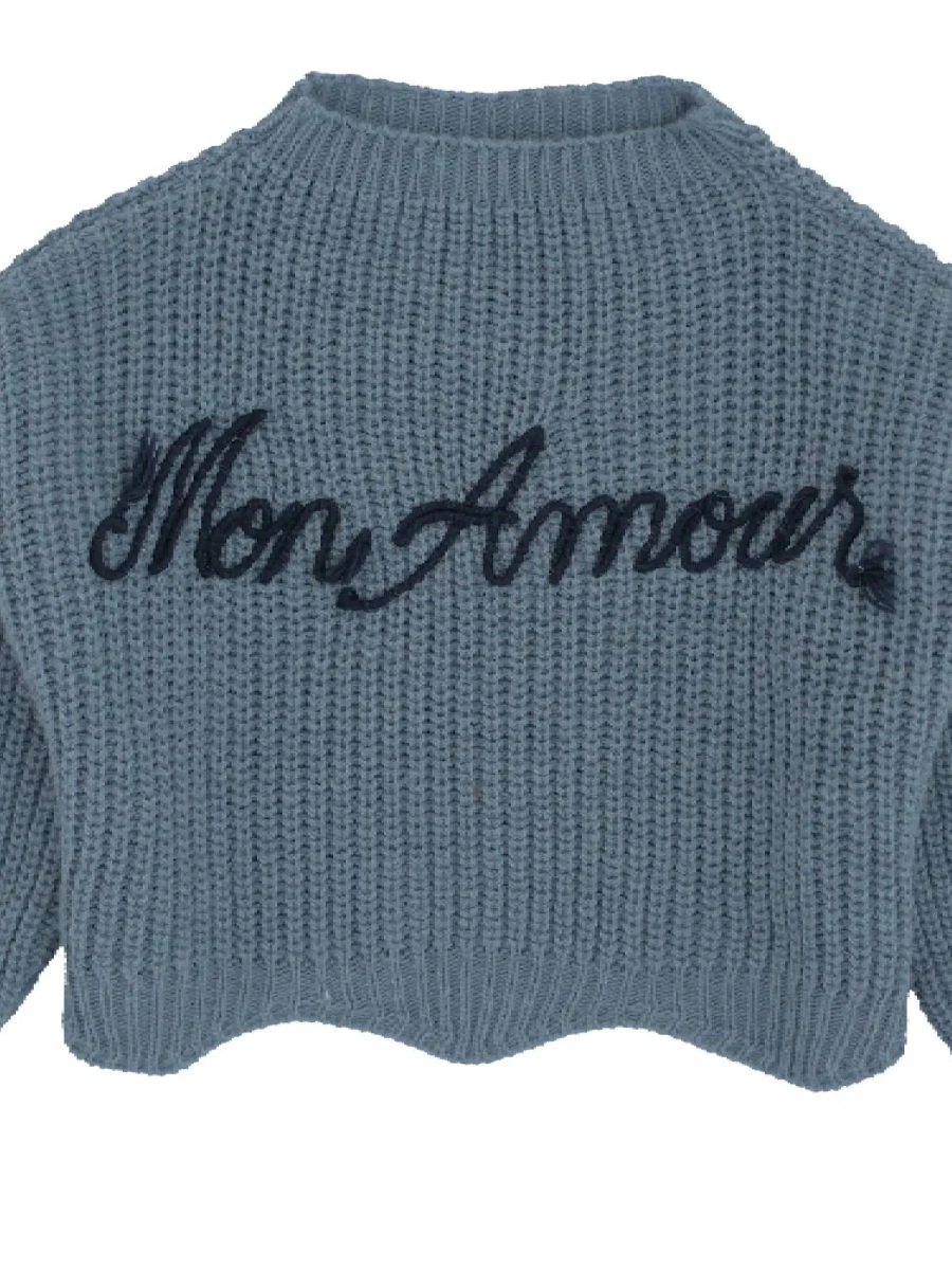 Pulover Chunky sweater with "Mon Amour" embroidery - Img 2