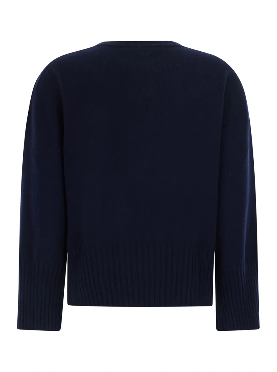 Pulover Classic V-neck Long Sleeve Top in Tech Fabric Blue Women - Img 2