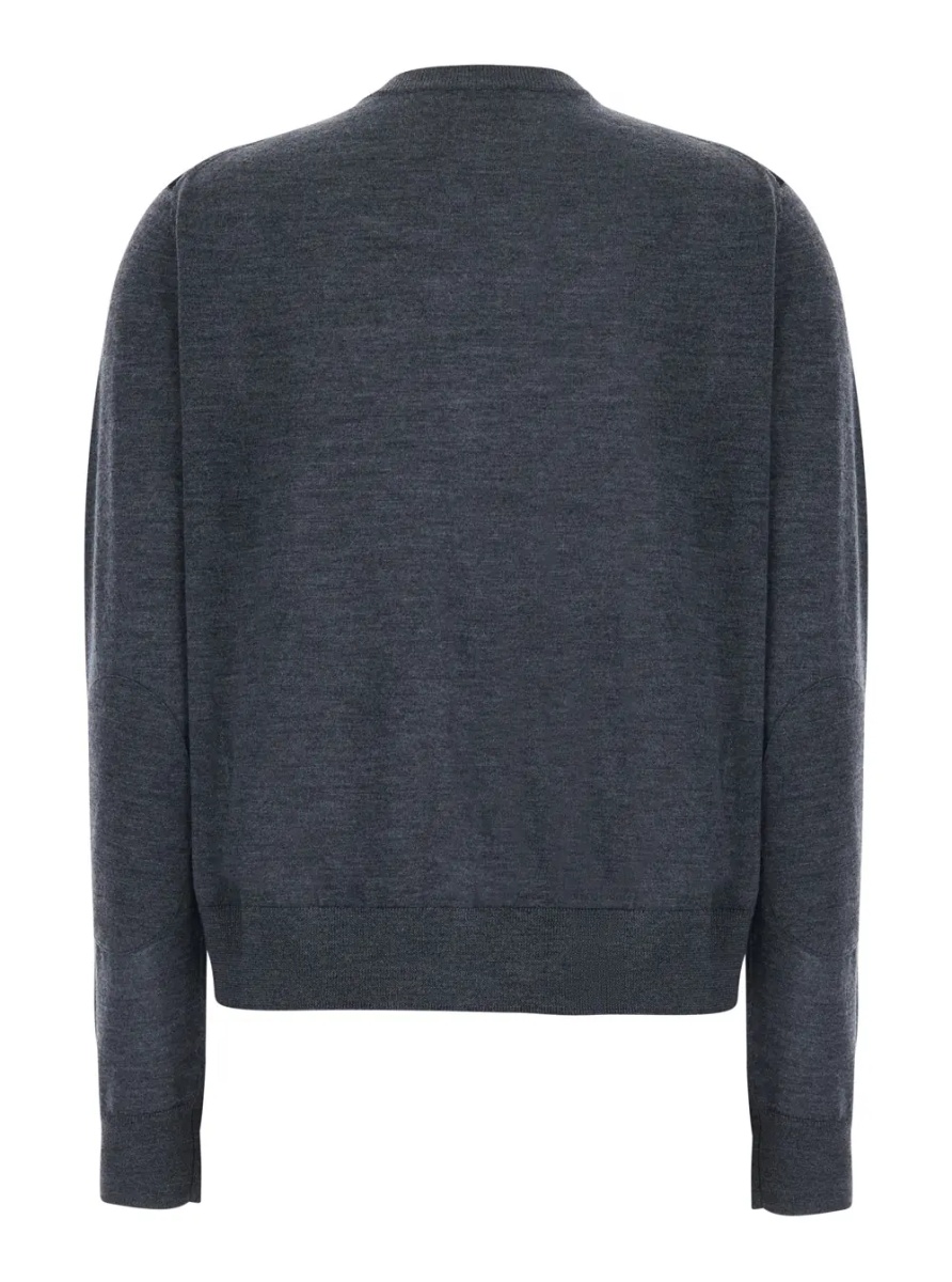 Pulover 'DIANA' grey Sweater with round neck and Motif with diamonds in virgin wool for women - Img 2
