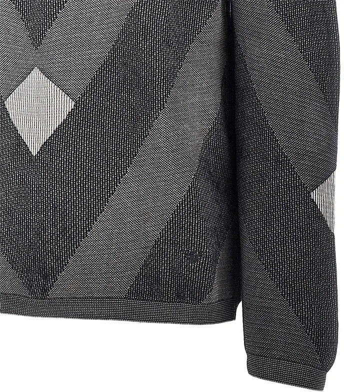 Pulover Emporio Armani gri din bumbac si jacquard - Img 2