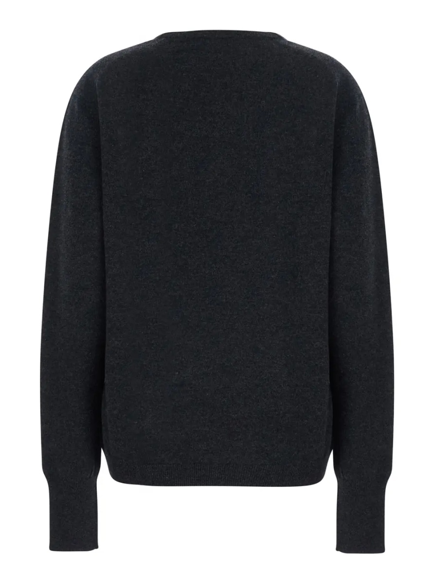 Pulover Grey Long Sleeve Sweater with V-Neck in Cashmere Women - Img 2