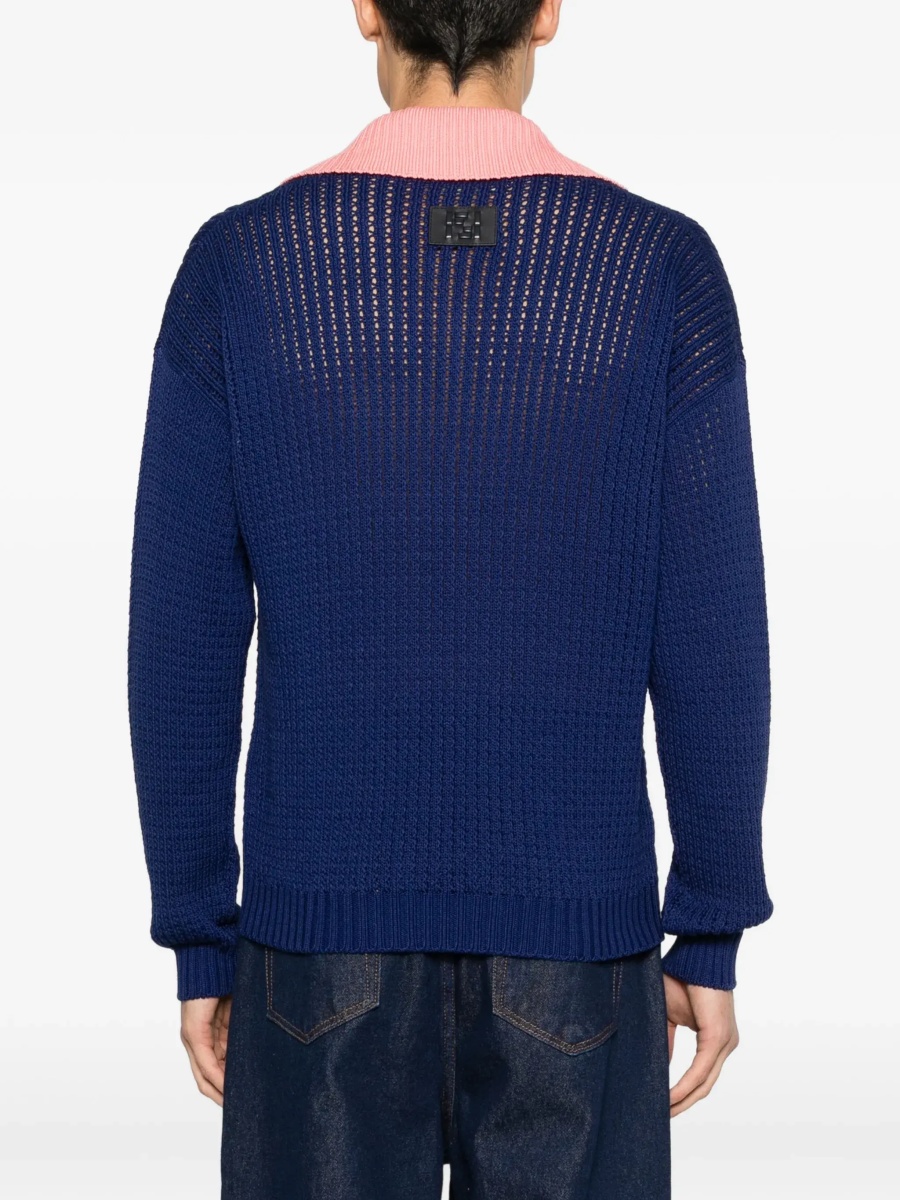Pulover Ribbed V-neck Sweater with FF motif - Img 6