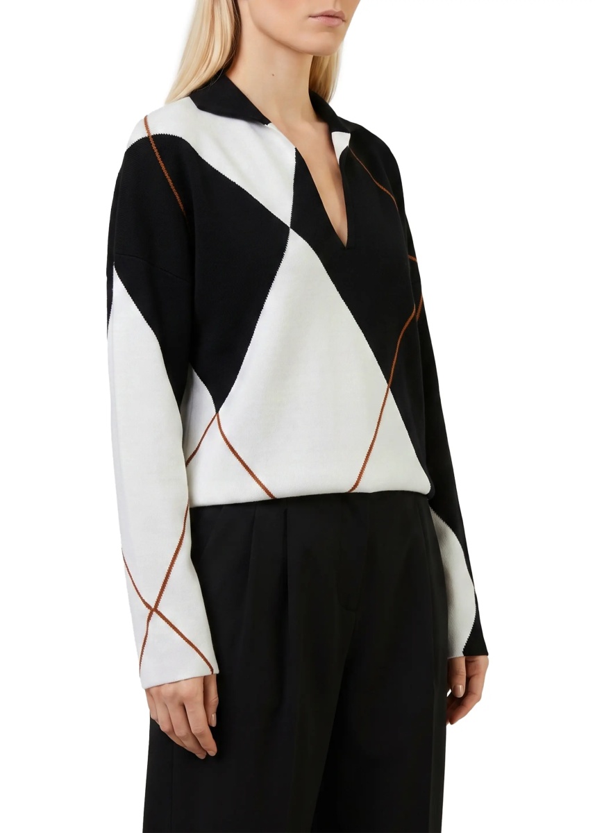 Pulover Sala Soft Sweater In Argyle Wool Yarn - Img 2