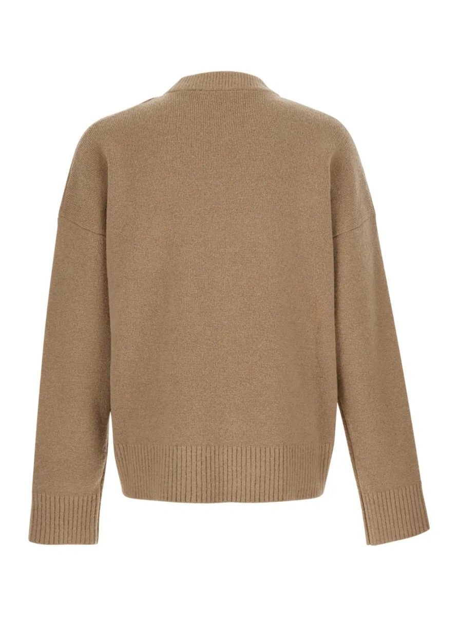Pulover Sweater with round neckline and AMI de Coeur in beige for men - Img 2