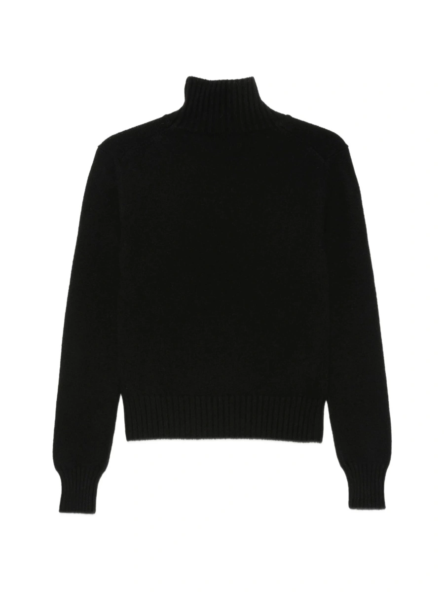 Pulover tricotat AMI Paris ami de coeur negru - Img 2