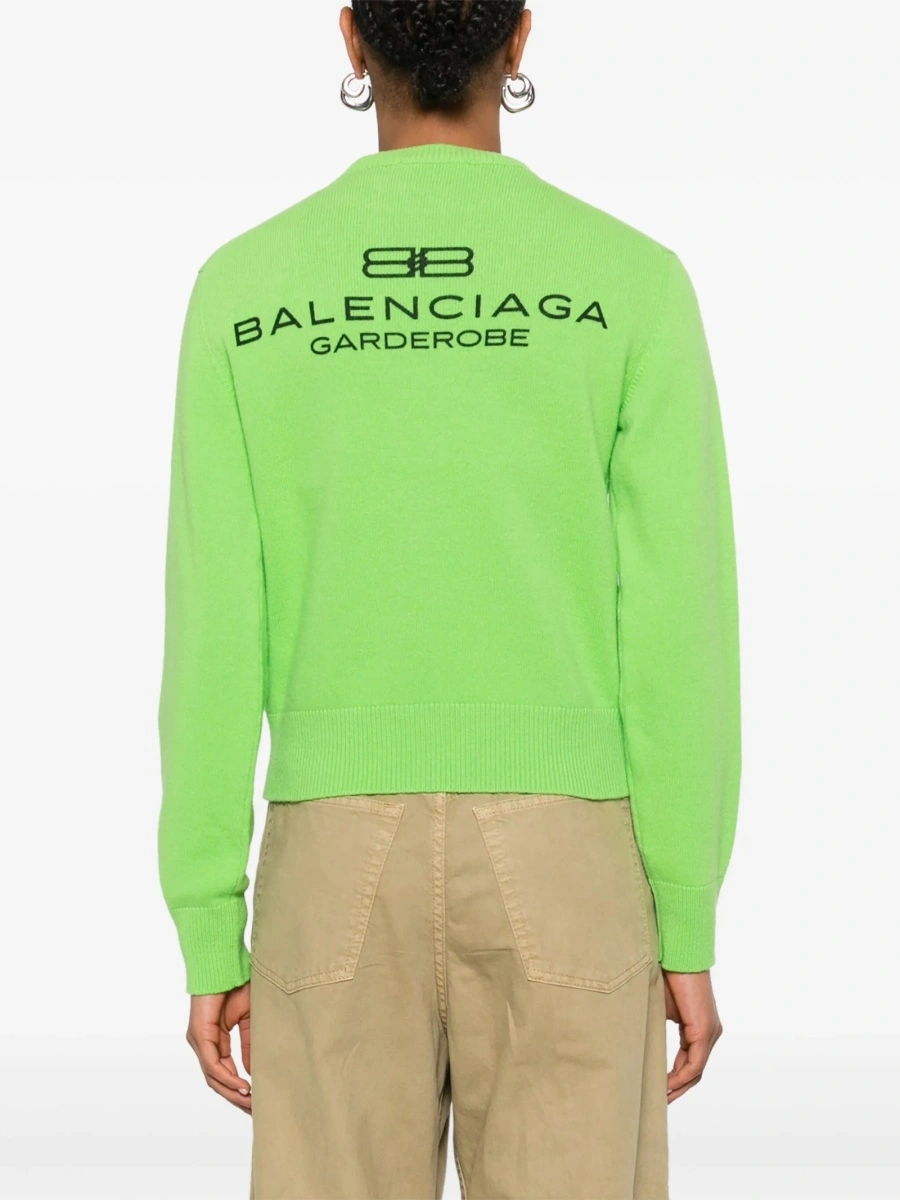 Pulover tricotat Balenciaga verde - Img 4