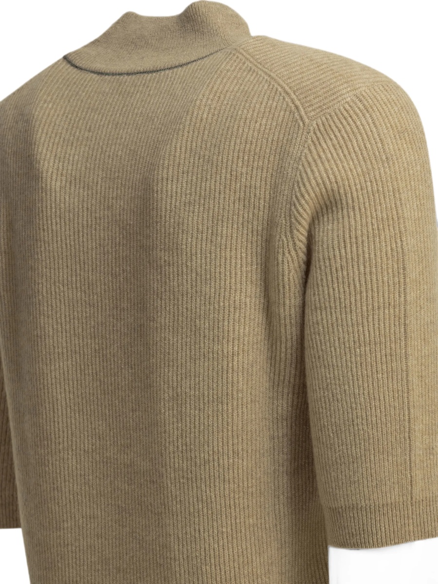 Pulover tricotat Brunello Cucinelli maro din casmir - Img 4