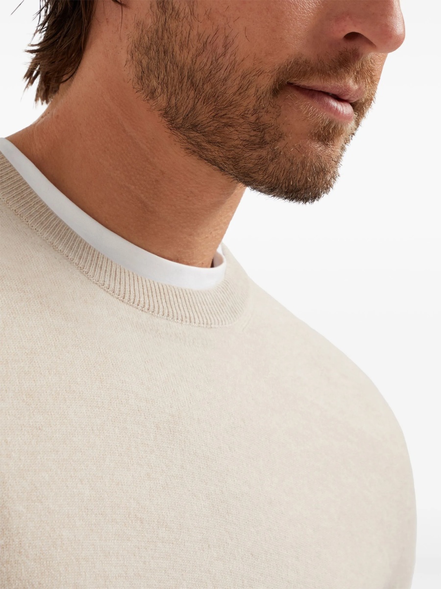 Pulover tricotat Brunello Cucinelli neutru - Img 5