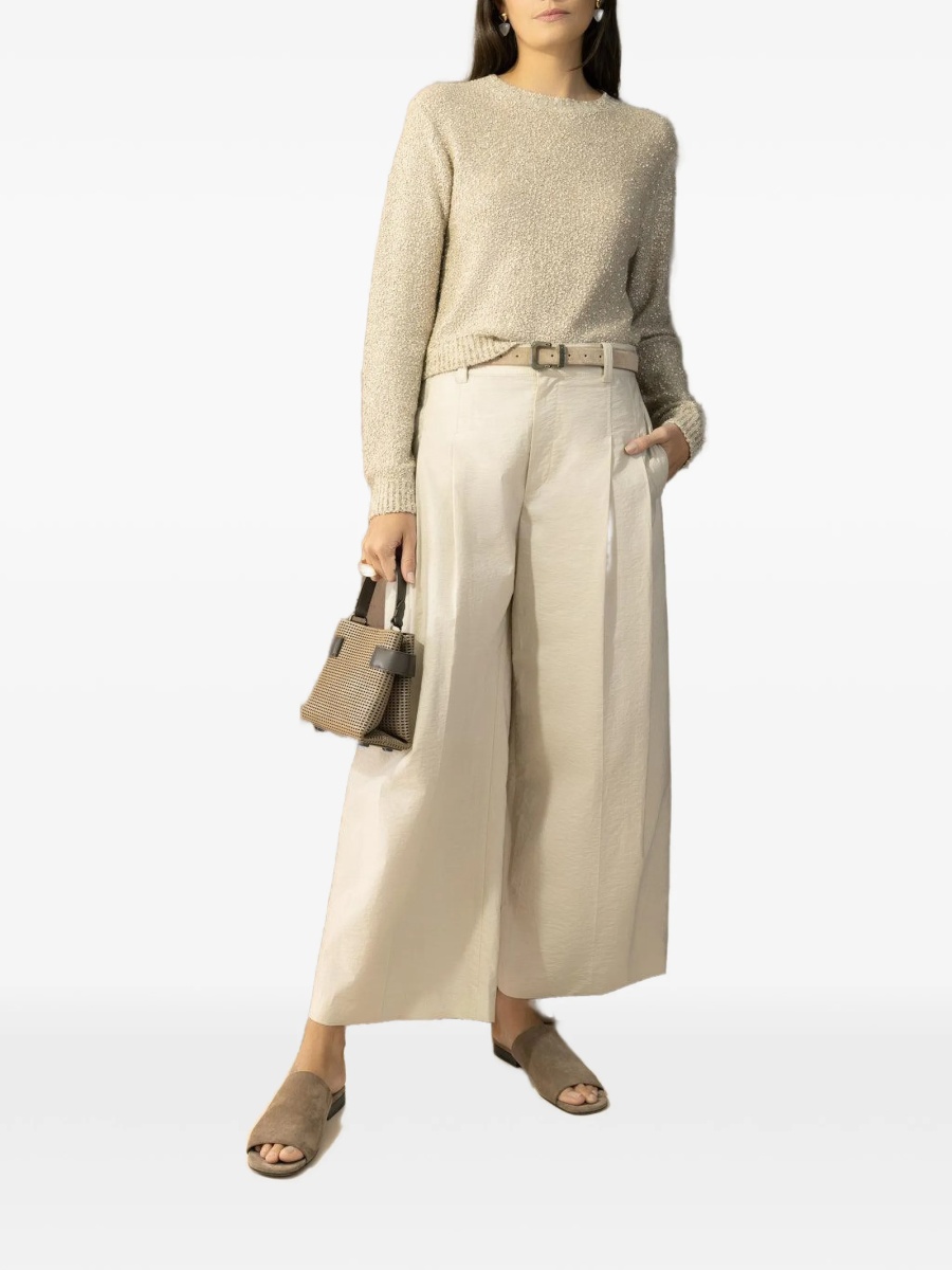 Pulover tricotat Brunello Cucinelli neutru - Img 2