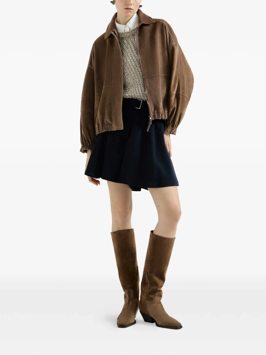 Pulover tricotat Brunello Cucinelli neutru - Img 3