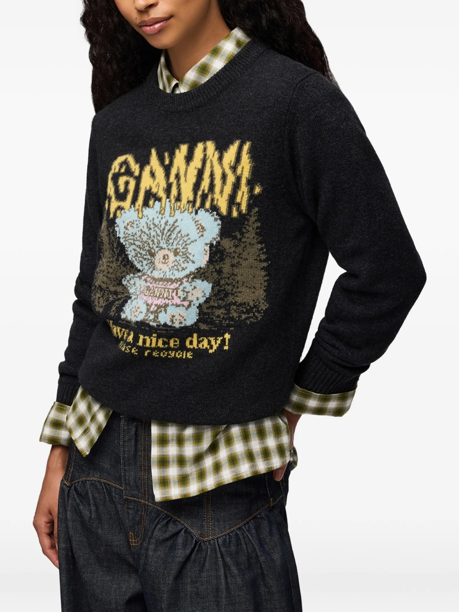 Pulover tricotat Ganni negru - Img 3
