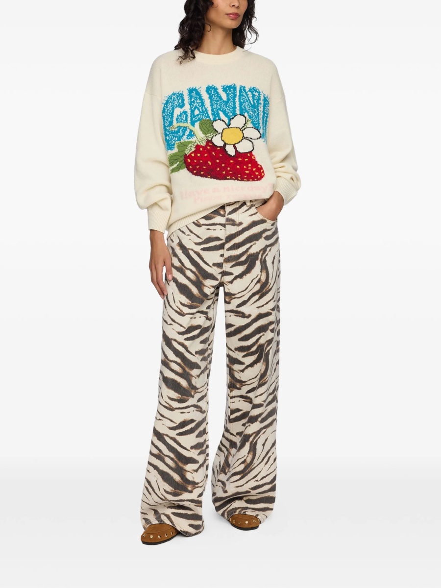 Pulover tricotat Ganni neutru - Img 2