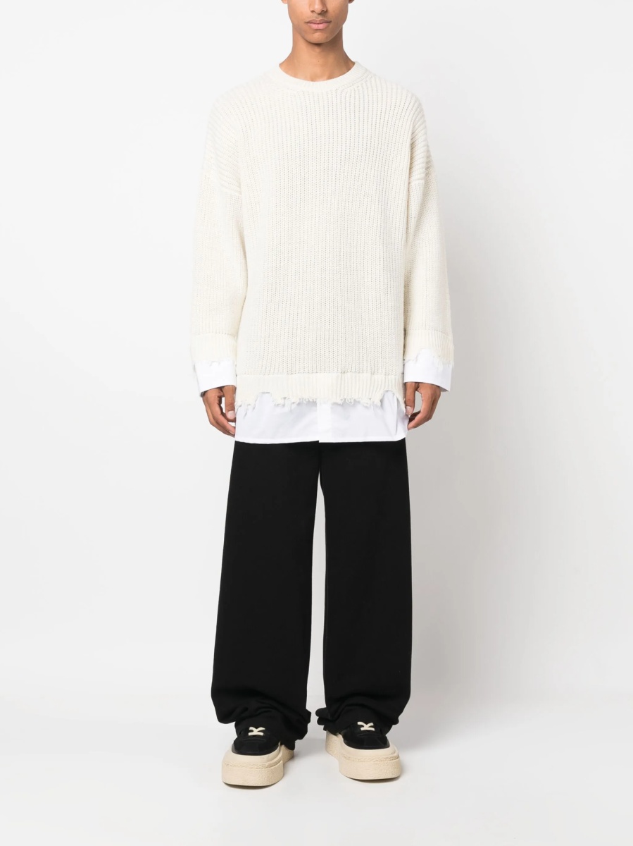 Pulover tricotat MM6 Maison Margiela alb - Img 2