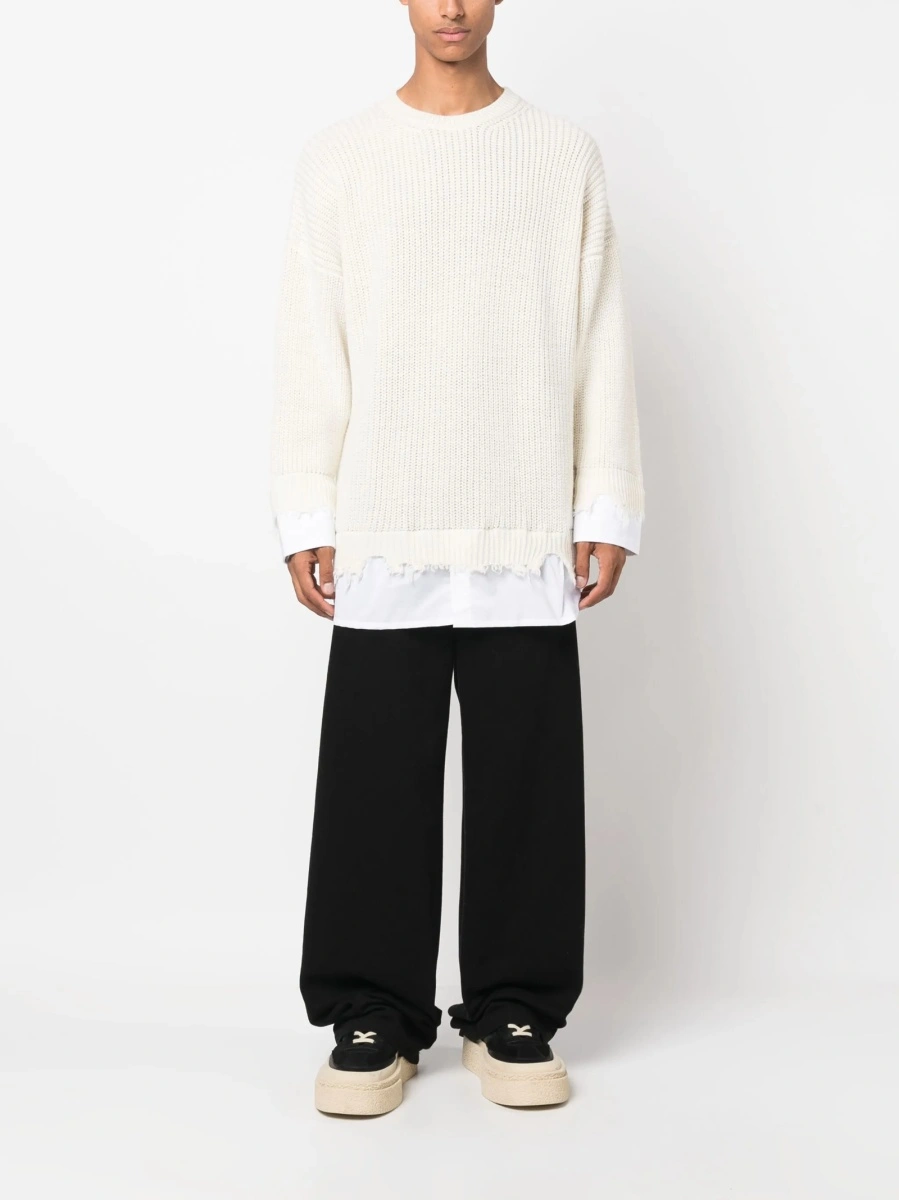 Pulover tricotat MM6 Maison Margiela alb - Img 2