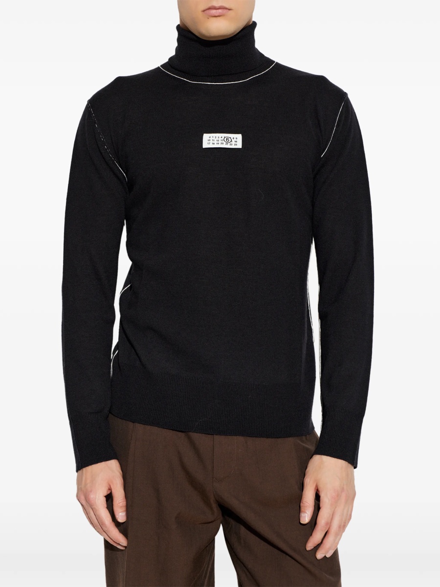 Pulover tricotat MM6 Maison Margiela negru - Img 3