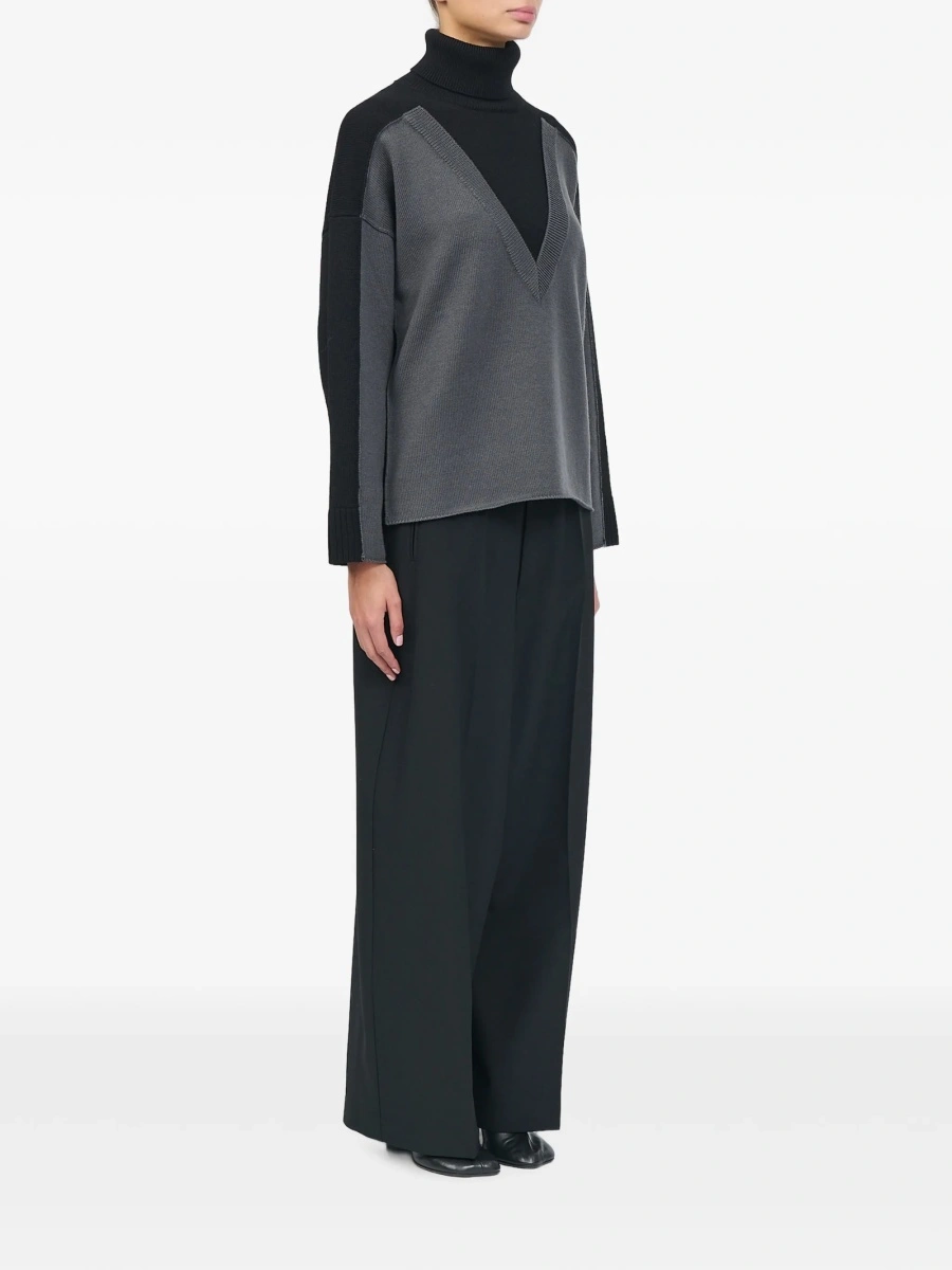 Pulover tricotat MM6 Maison Margiela negru - Img 3