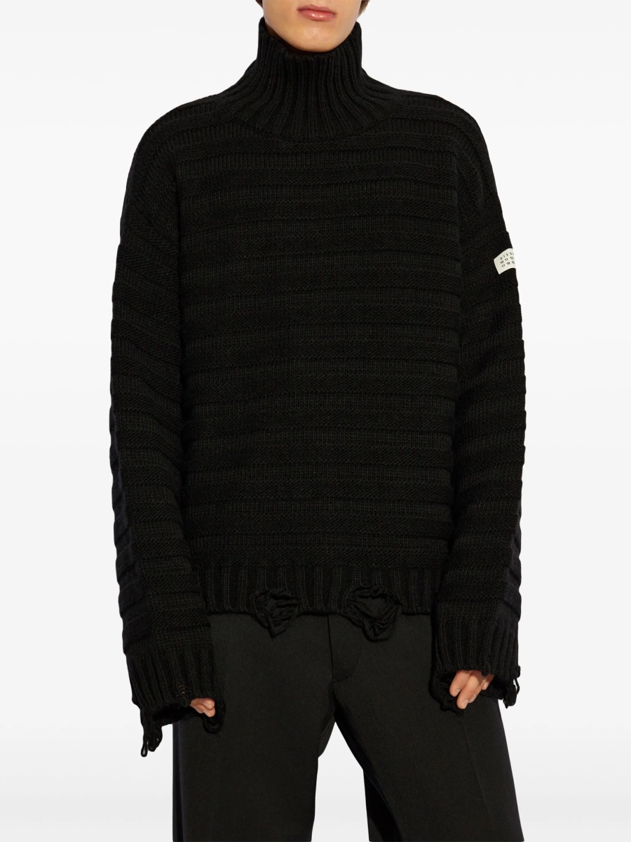 Pulover tricotat MM6 Maison Margiela negru - Img 3