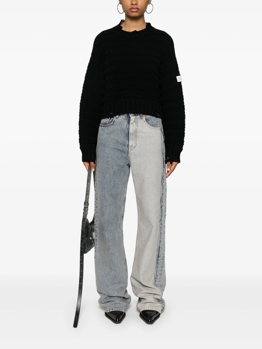 Pulover tricotat MM6 Maison Margiela negru - Img 2