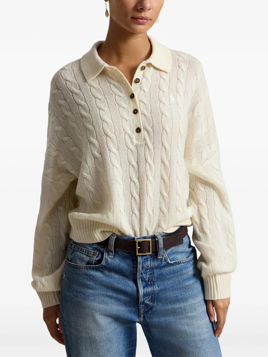 Pulover tricotat Ralph Lauren neutru - Img 3