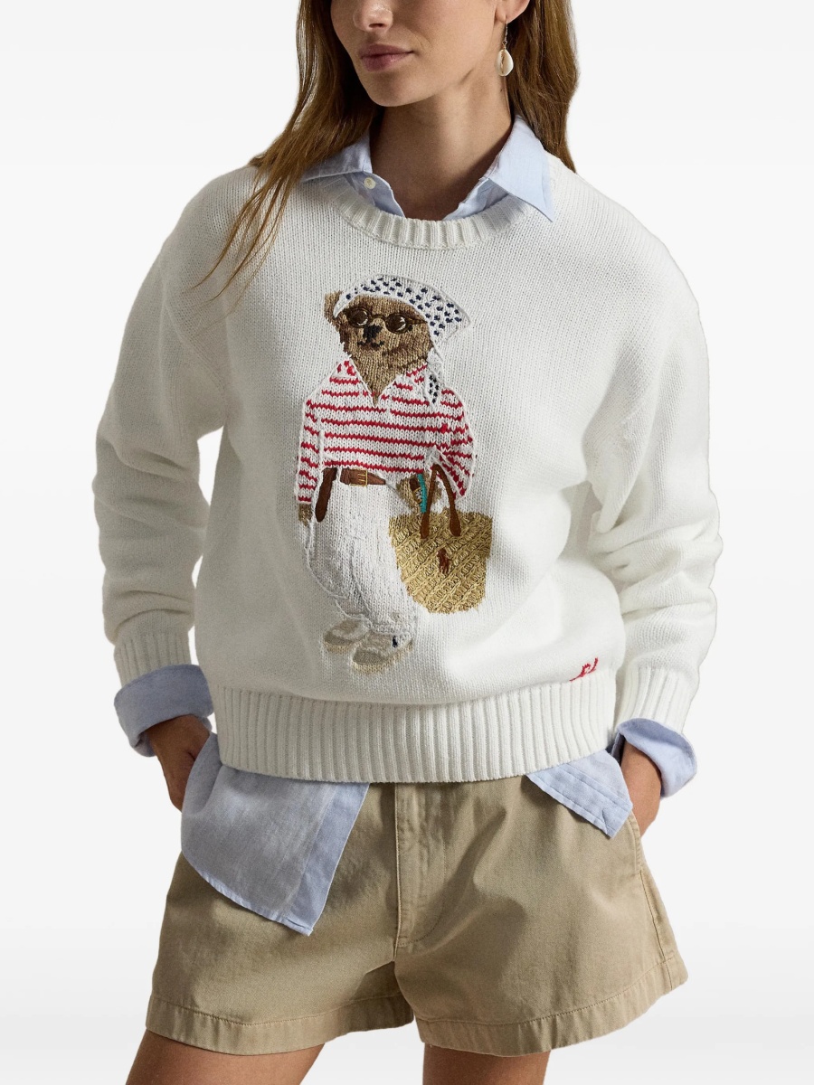 Pulover tricotat Ralph Lauren POLO BEAR alb - Img 3