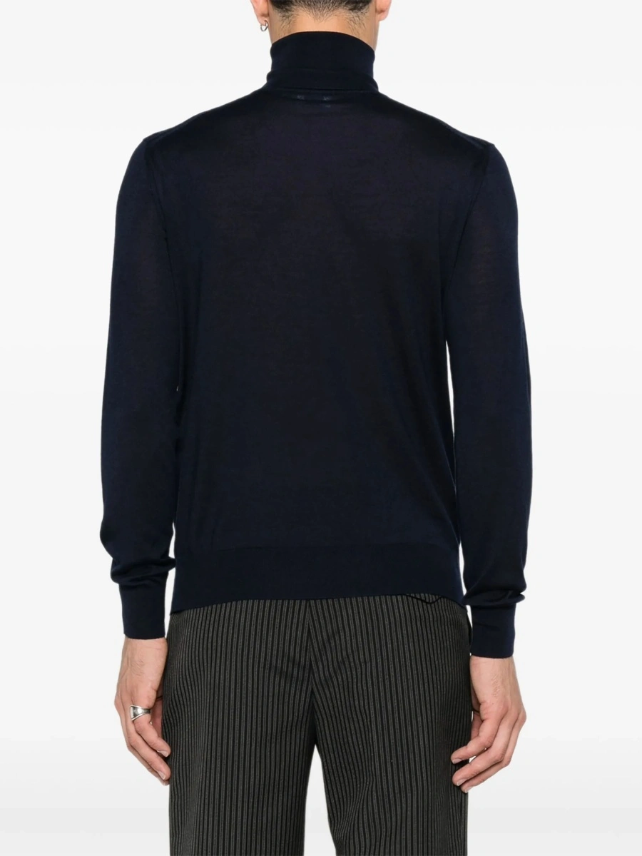 Pulover tricotat Saint Laurent albastru - Img 4