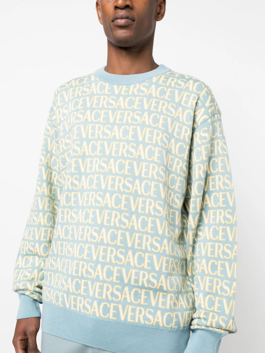 Pulover tricotat Versace albastru - Img 5