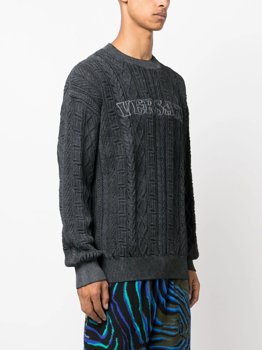 Pulover tricotat Versace Greca negru - Img 3