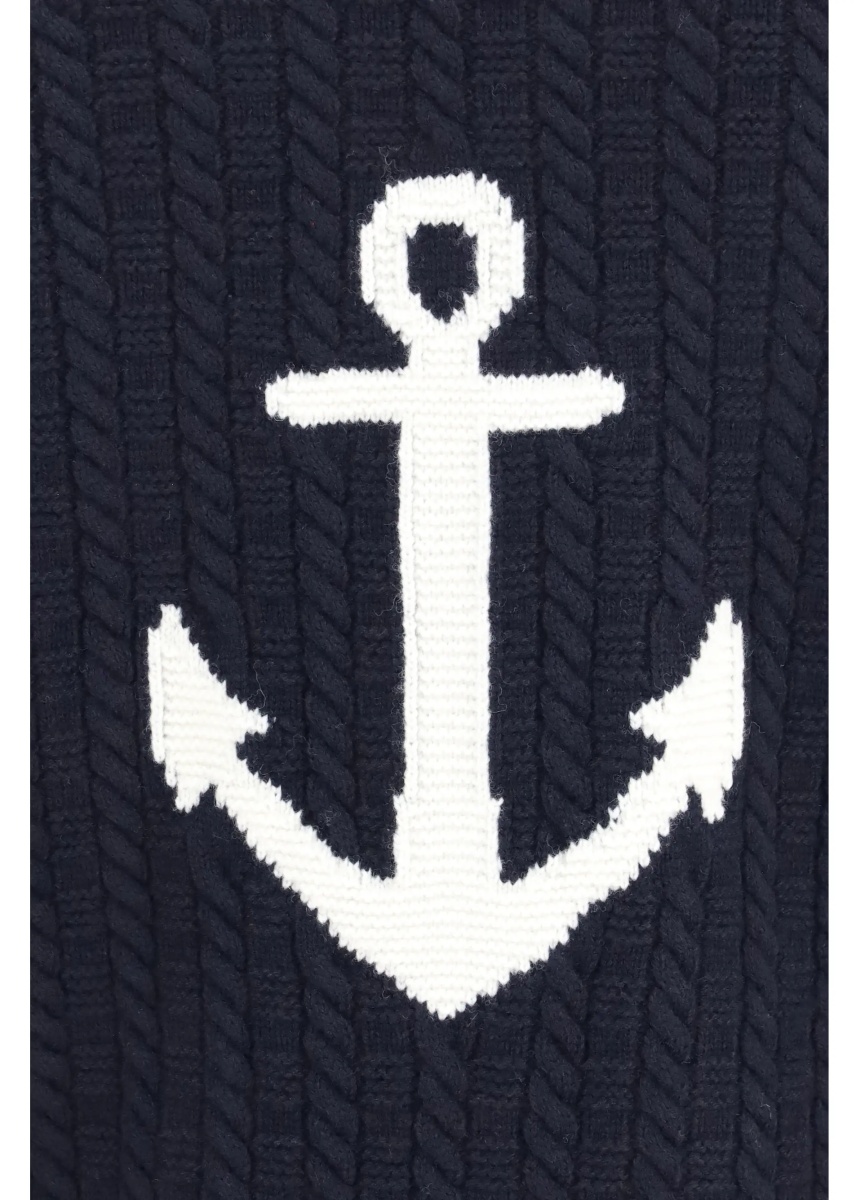 Pulover V-neck Sweater with Anchor embroidery on the back - Img 3
