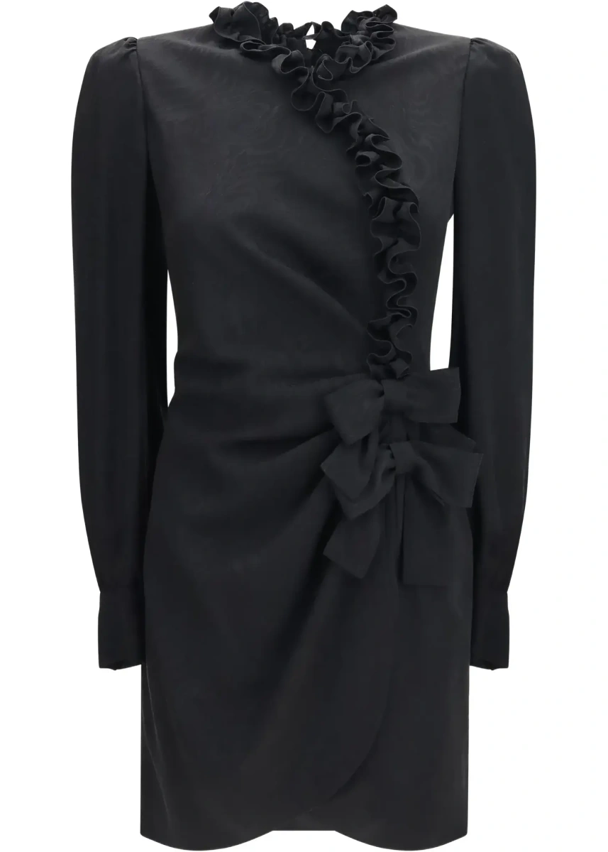Rochie Alessandra Rich neagra din matase si jacquard - Img 6