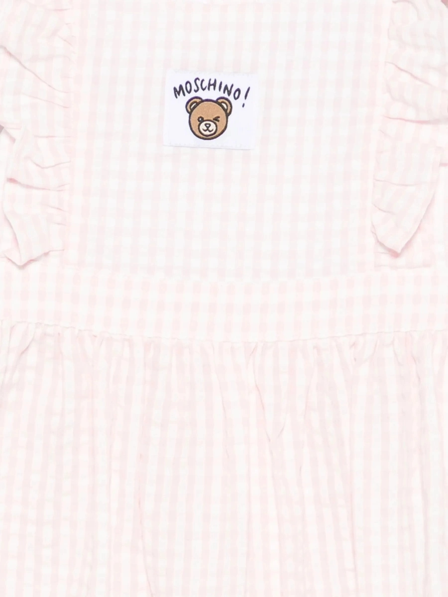 Rochie casual Moschino roz din bumbac si polyester - Img 3