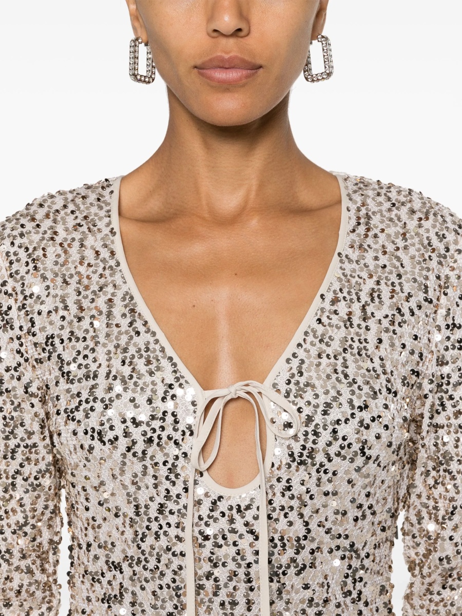 Rochie de ocazie ROTATE Birger Christensen neutra din poliester reciclat - Img 5