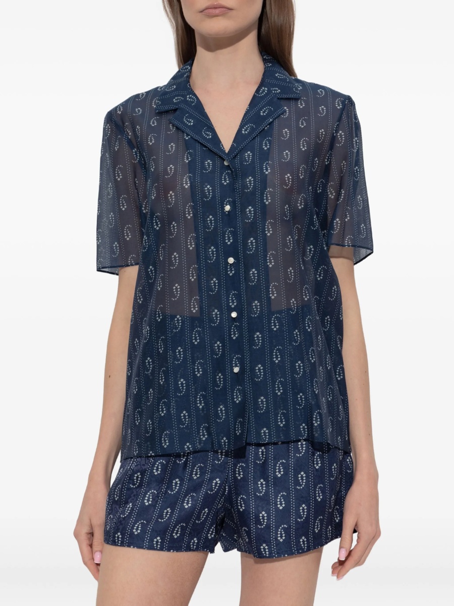 Rochie de plaja Tory Burch albastra din matase si bumbac - Img 3