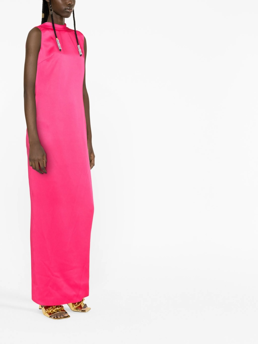 Rochie de seara Versace roz din acetat si vascoza - Img 4