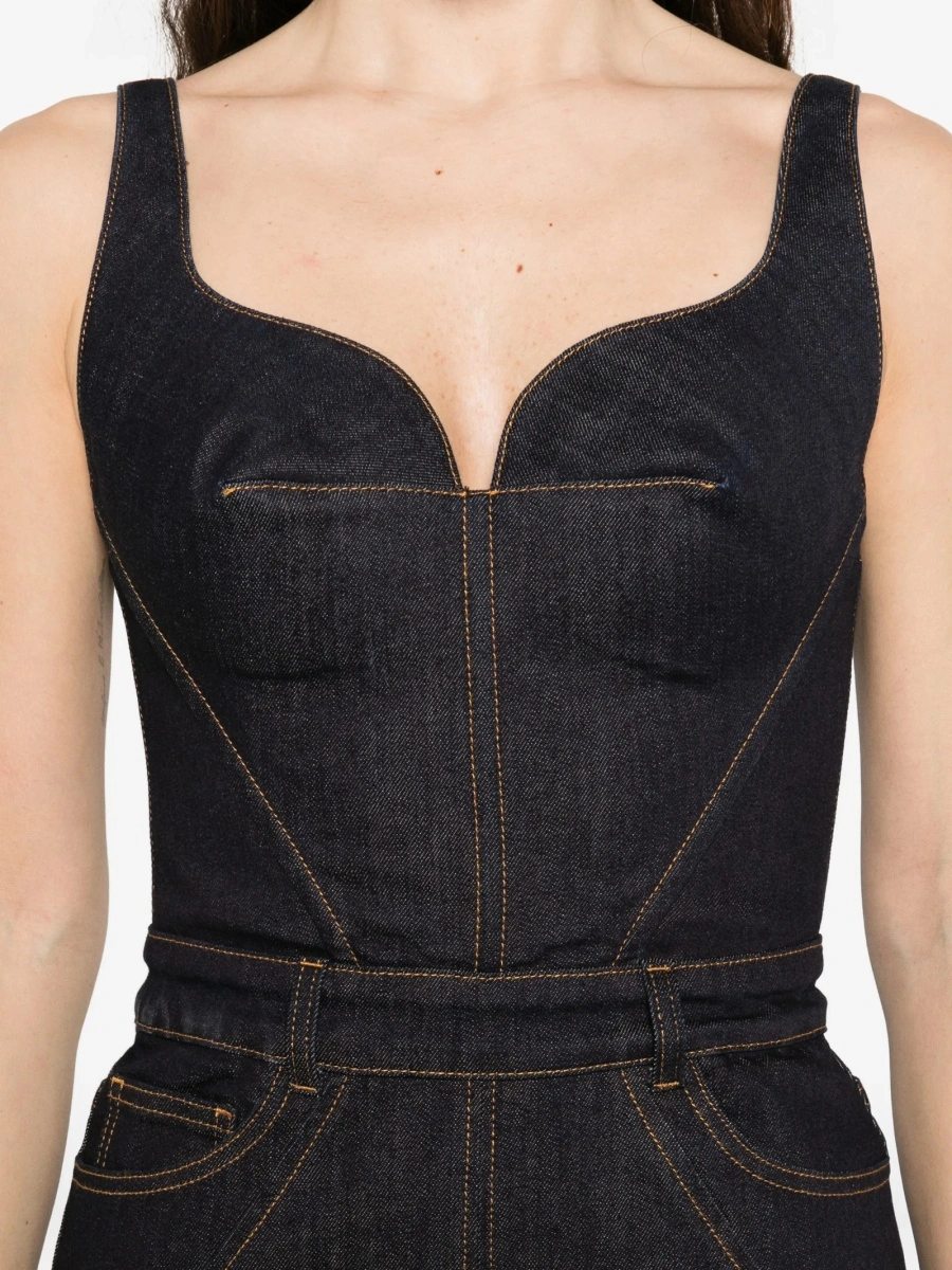Rochie de zi Givenchy albastra din bumbac si spandex/elastan - Img 5