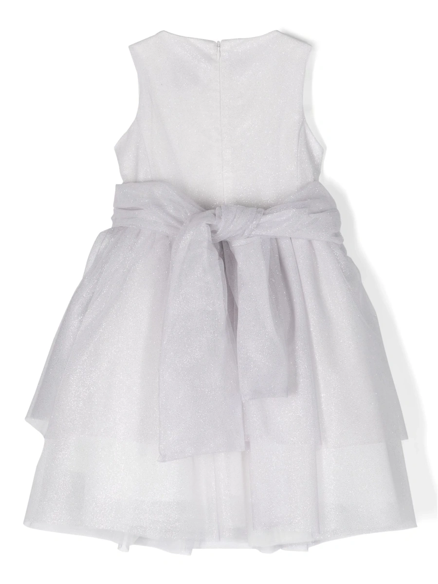 Rochie eleganta SIMONETTA argintie din polyester si poliester metalizat - Img 2