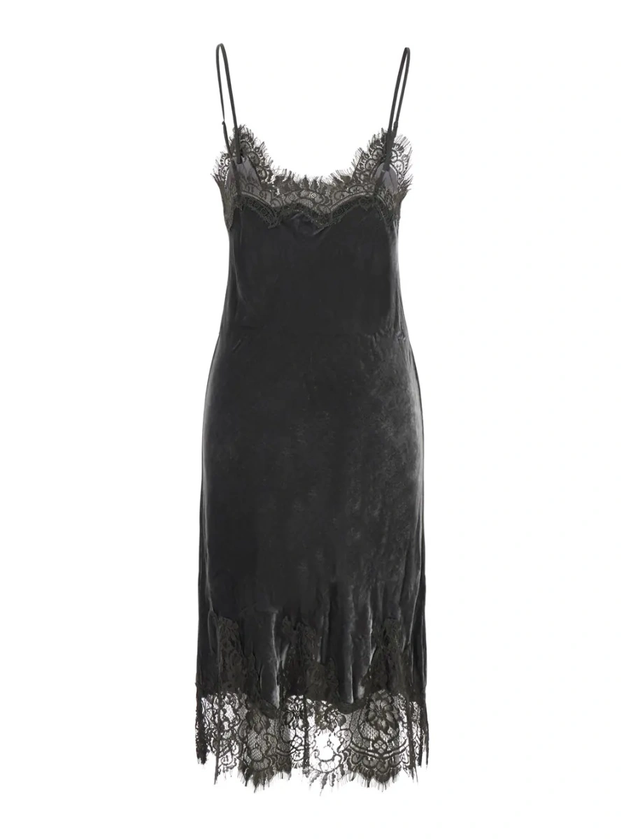 Rochie GOLD HAWK gri din catifea - Img 2