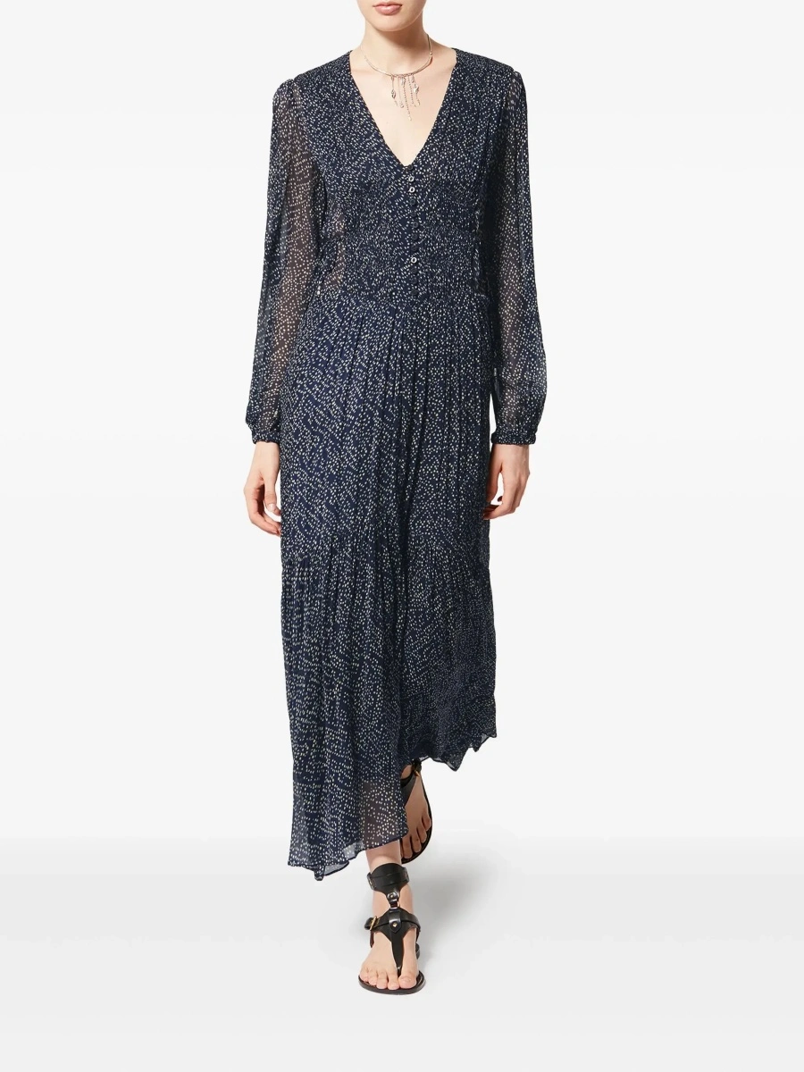 Rochie lunga Isabel Marant albastra din vascoza - Img 4