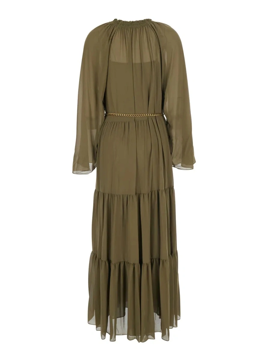 Rochie lunga Michael Kors verde din vascoza - Img 2