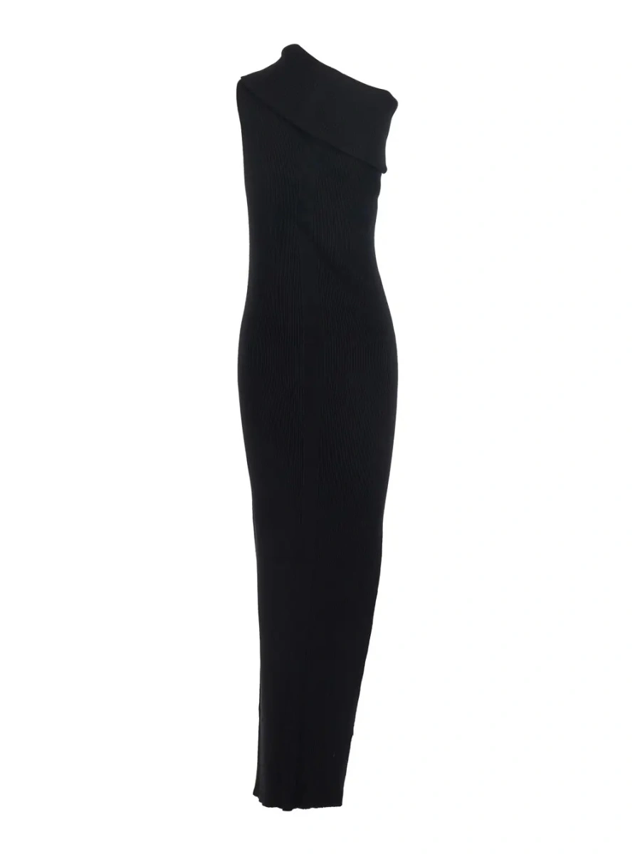 Rochie lunga Rick Owens neagra din vascoza - Img 2
