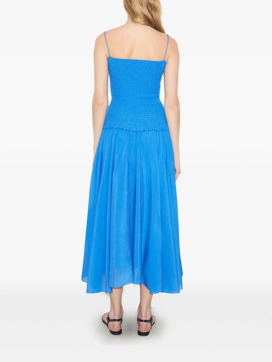 Rochie lunga Tory Burch albastra din matase si bumbac - Img 5