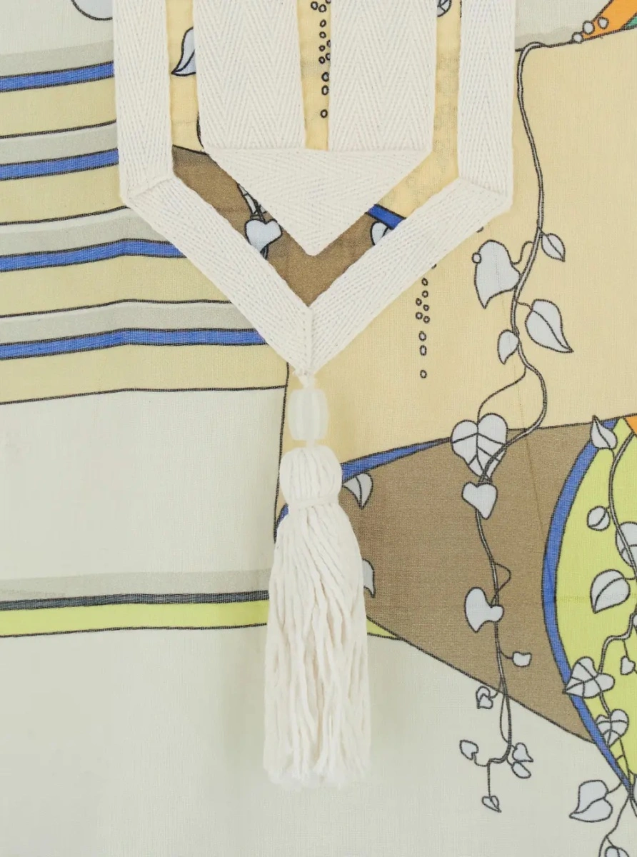 Rochii Blue Dress with V-neck and All-Over Print in Cotton for Women - Img 3