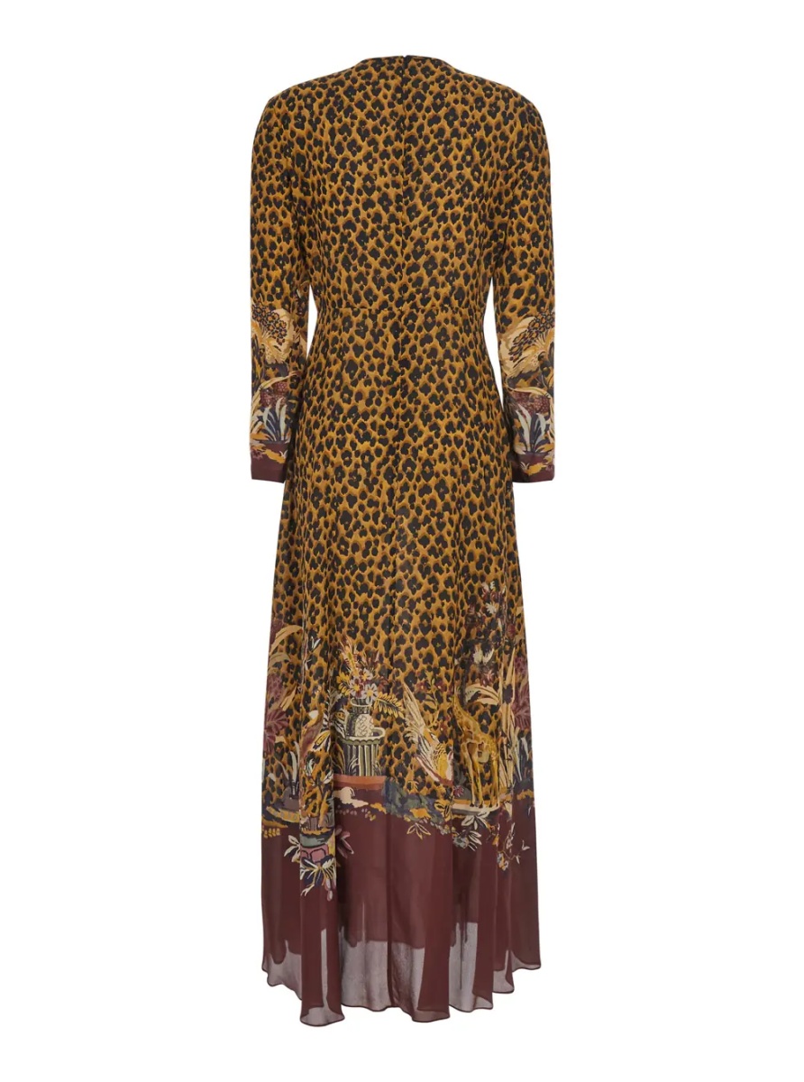 Rochii Brown Long dress with all-over animalier motif in Tech Fabric women - Img 2