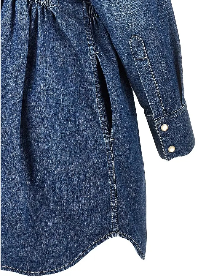 Rochii Denim mini dress with silk bow - Img 4