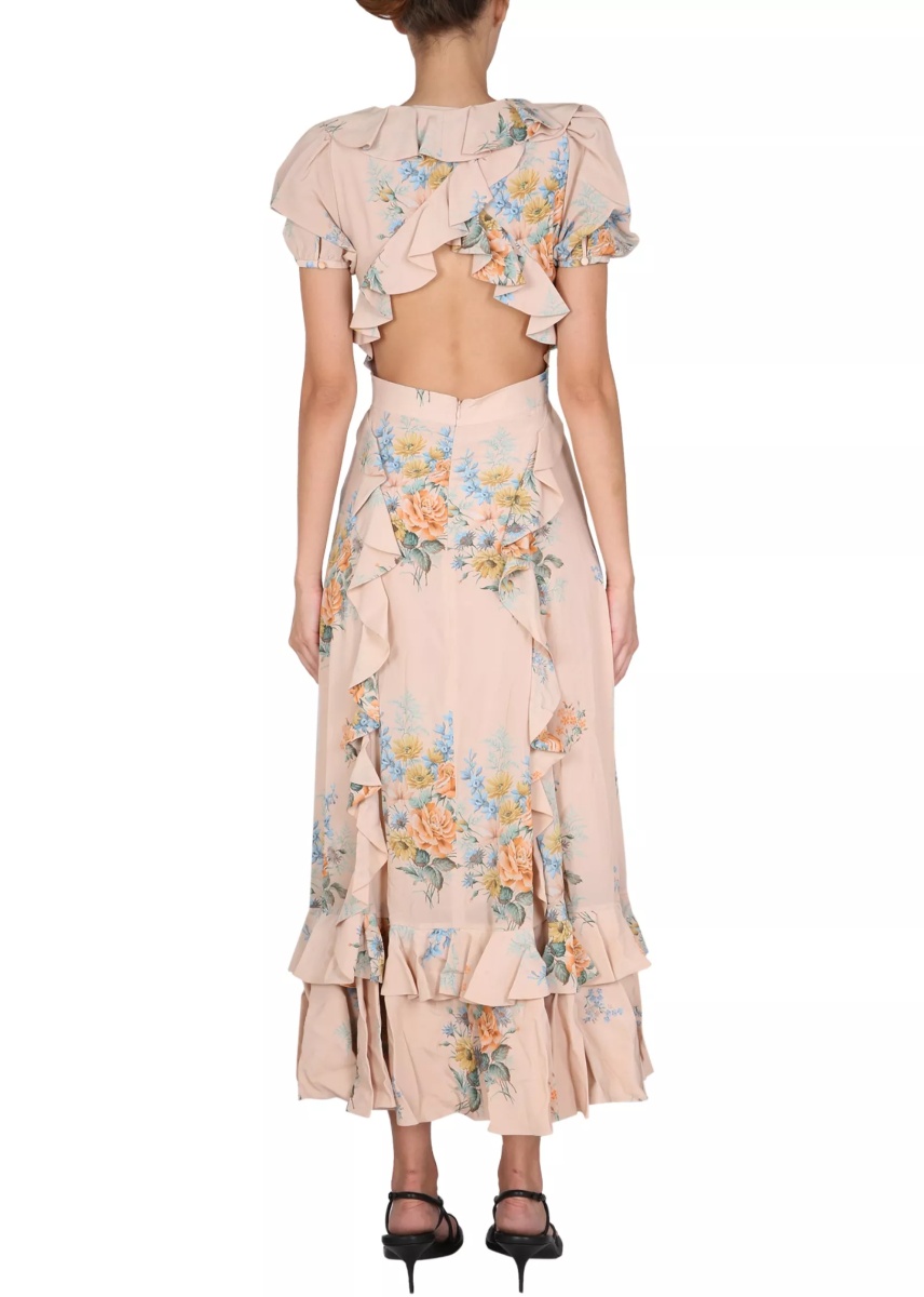 Rochii Floral Print Ruched Silk Dress - Img 3