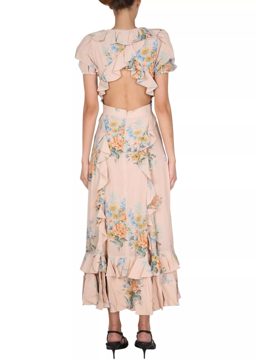 Rochii Floral Print Ruched Silk Dress - Img 3