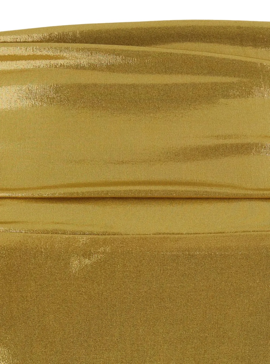 Rochii gold colored Long dress with boat neckline and pleated skirt in Tech Fabric women - Img 3